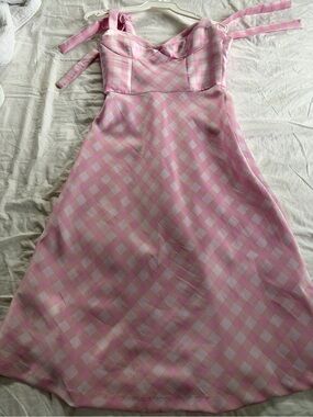 Cynthia Rowley Pink Gingham Midi Dress